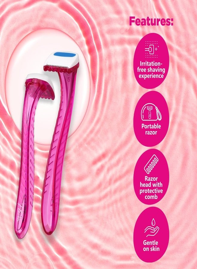 Floren Bikini Line Razor for Women | Aloe Vera & Vit E | Gentle on Skin | Hair Removal Razor | No Irritation | Pack of 2 - Image 2